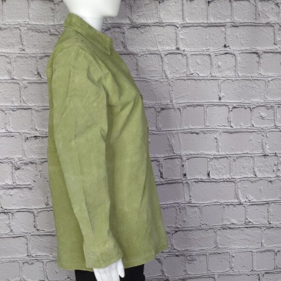 Dialogue Green Washable Leather Shirt Jacket, Women's Small - Picture 4 of 11